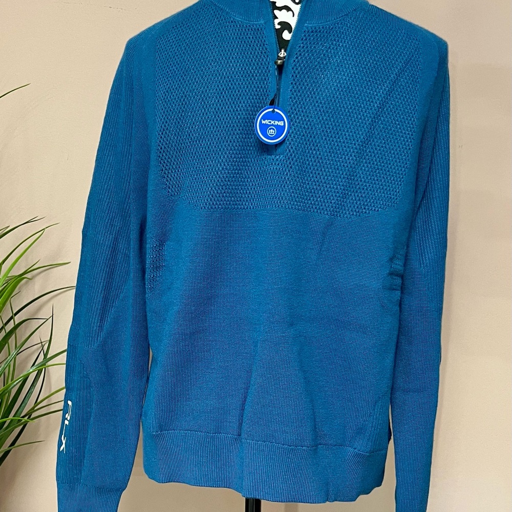 RLX RALPH LAUREN Thermocool Windblocked French Navy Mens 1/2 Zip Golf Sweater